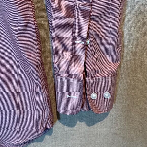 Bonobos Wrinkle-Free Tailored Slim Fit Shirt Maroon Micro Houndstooth 15.5 34 - Picture 4 of 9